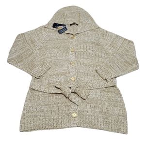 Evan-Picone Beige Chunky Knit‎ Button Front Belted Cardigan Sweater Size 1X